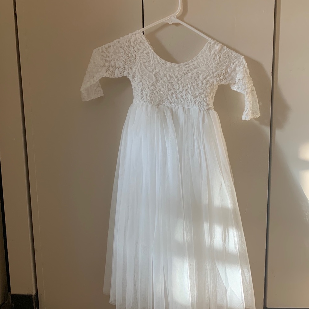 White flower girl dress